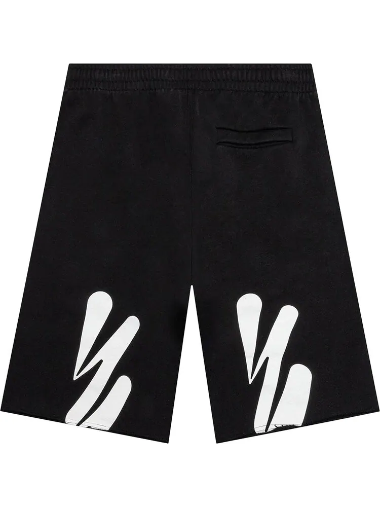 Спортивные шорты Off-White Wave Diag Sweatshorts 'Black/White' — изображение 2 из 2, черный