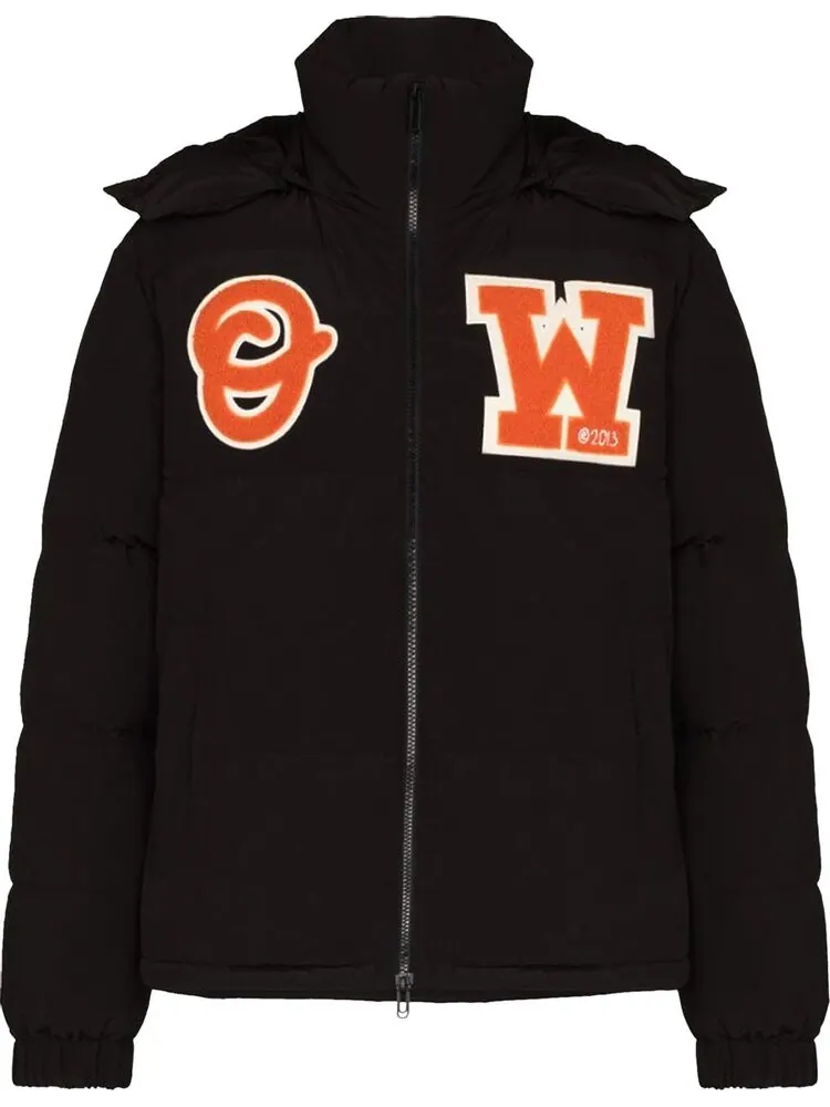 Пуховик Off-White Patch Puffer 'Black/Orange'
