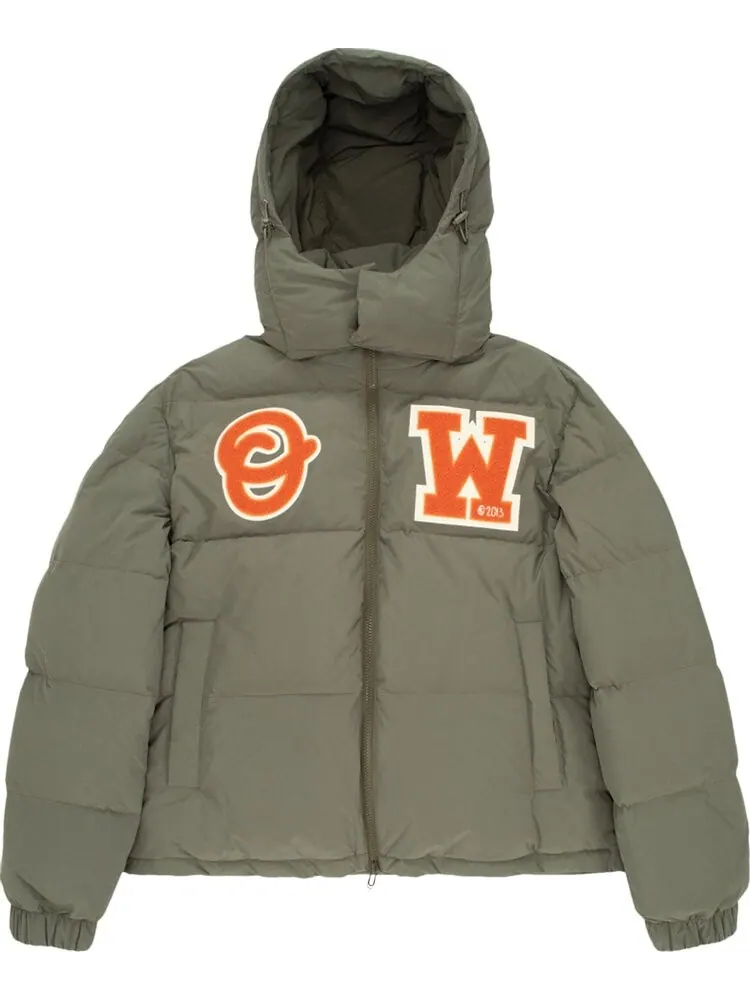 Пуховик Off-White OW Patch Puffer 'Army Green/Orange' — изображение 1 из 1, зеленый