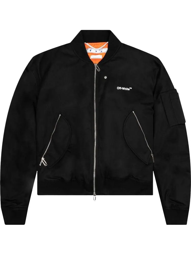 Куртка Off-White Diag Tab Bomber Jacket 'Black/White' — изображение 1 из 3, черный