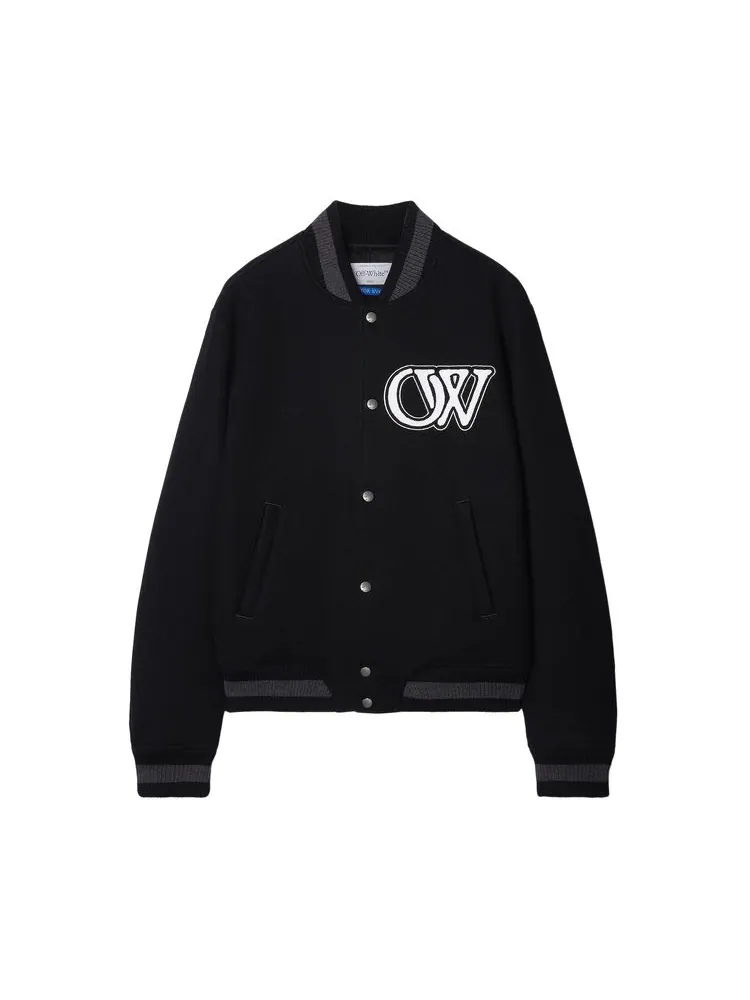 Куртка Off-White Varsity Bomber Jacket 'Black/White' — изображение 1 из 1, черный/белый
