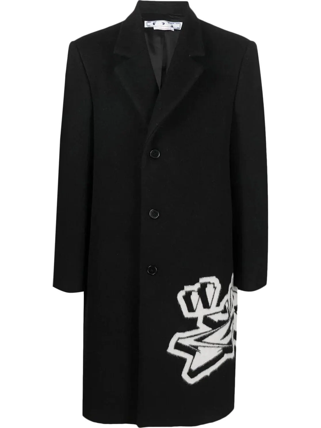 Пальто Off-White Graffiti Wool Skate Long Coat 'Black/White'