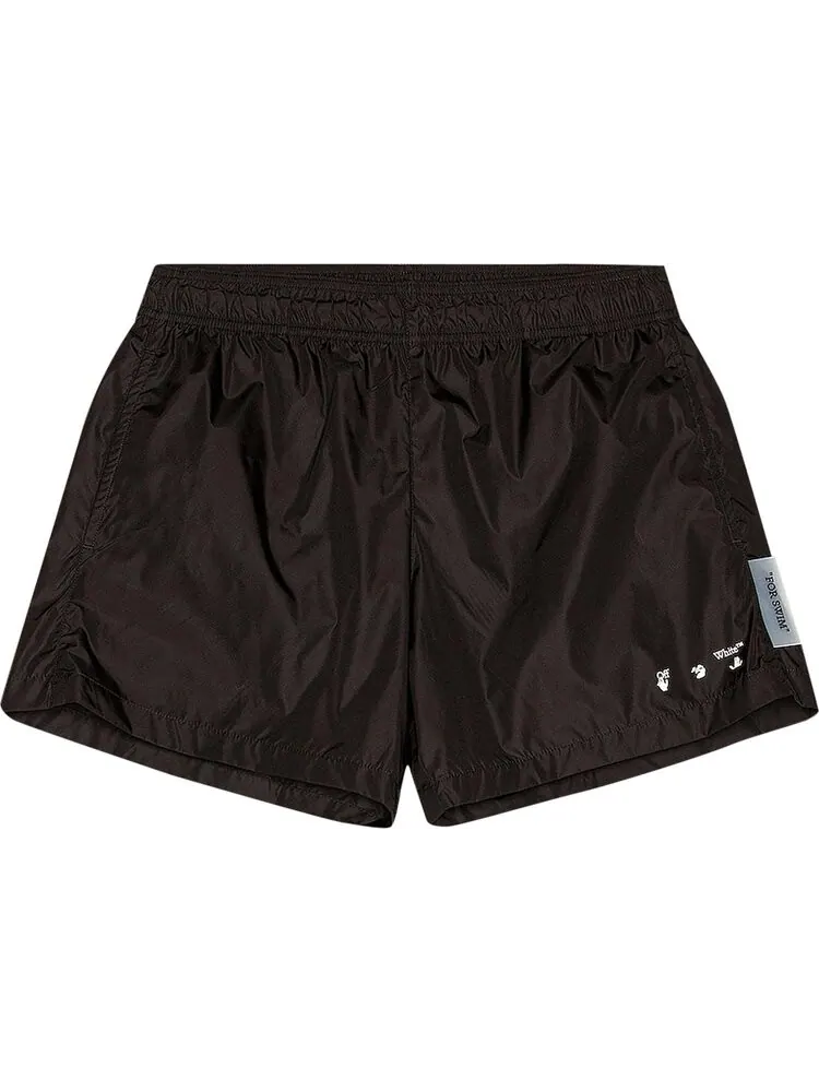 Шорты для плавания Off-White Logo Swimshorts 'Black/White'