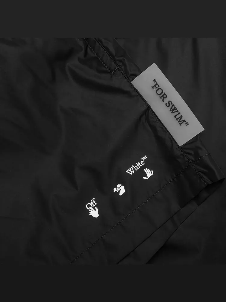 Шорты для плавания Off-White Logo Swimshorts 'Black/White' — изображение 3 из 3, черный