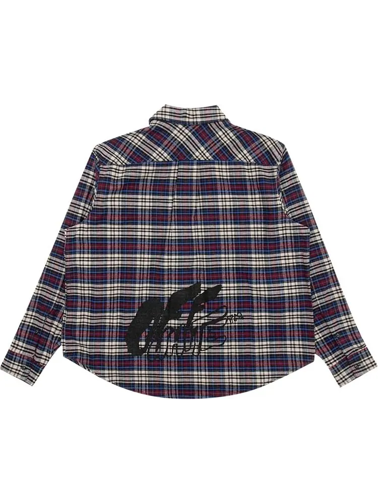 Рубашка Off-White Flannel Check Shirt 'Blue / Black' — изображение 2 из 3, синий