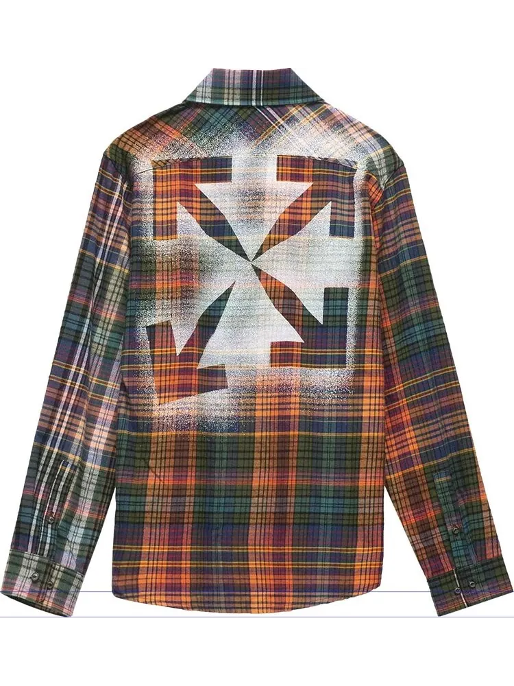 Рубашка Off-White Stencil Flannel Check Shirt 'Orange/Black' — изображение 2 из 2, оранжевый