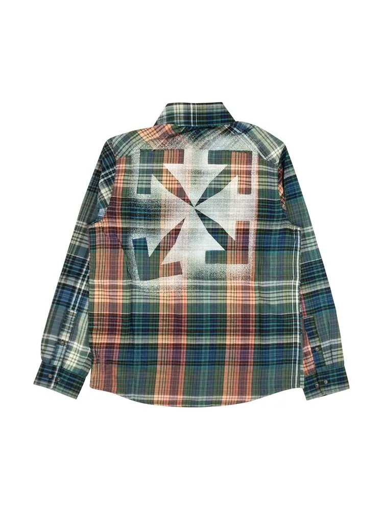 Рубашка Off-White Stencil Flannel Check Shirt Blue — изображение 2 из 2, синий