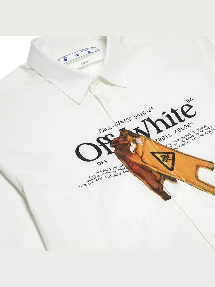 Рубашка Off-White Pascal Wet Floor Print Shirt 'White/Yellow' — изображение 3 из 3, белый