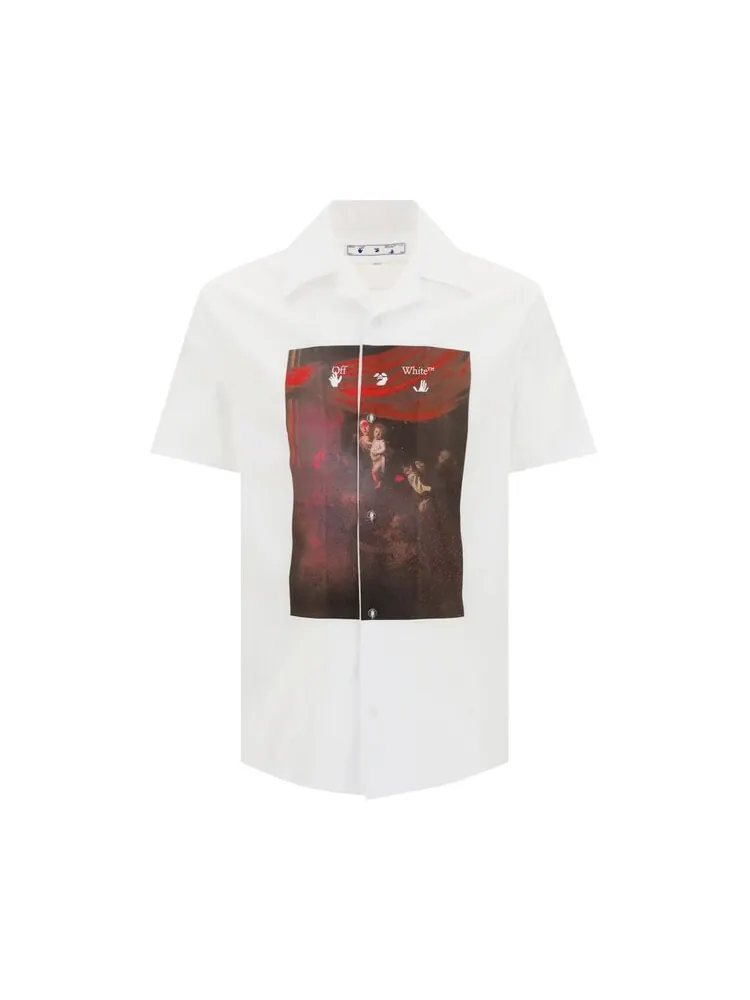 Рубашка Off-White Sprayed Caravaggio Holiday Shirt 'White/Red' — изображение 1 из 2, белый