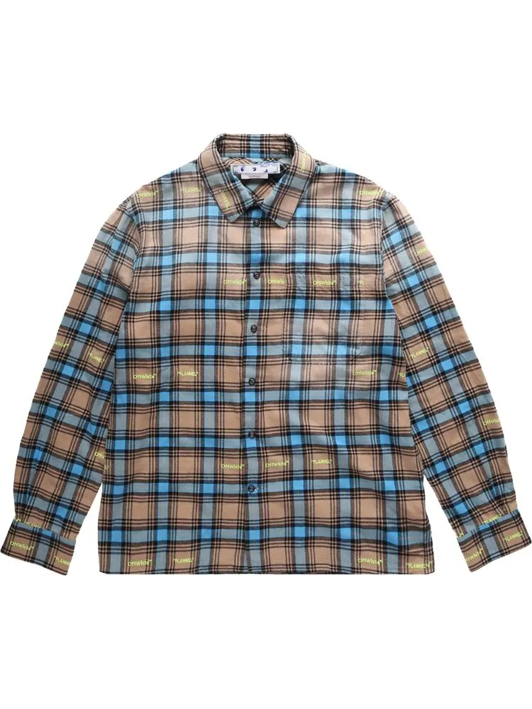 Рубашка Off-White Helvet Patt Check Flannel Skate Shirt 'Camel' — изображение 1 из 2, мульти