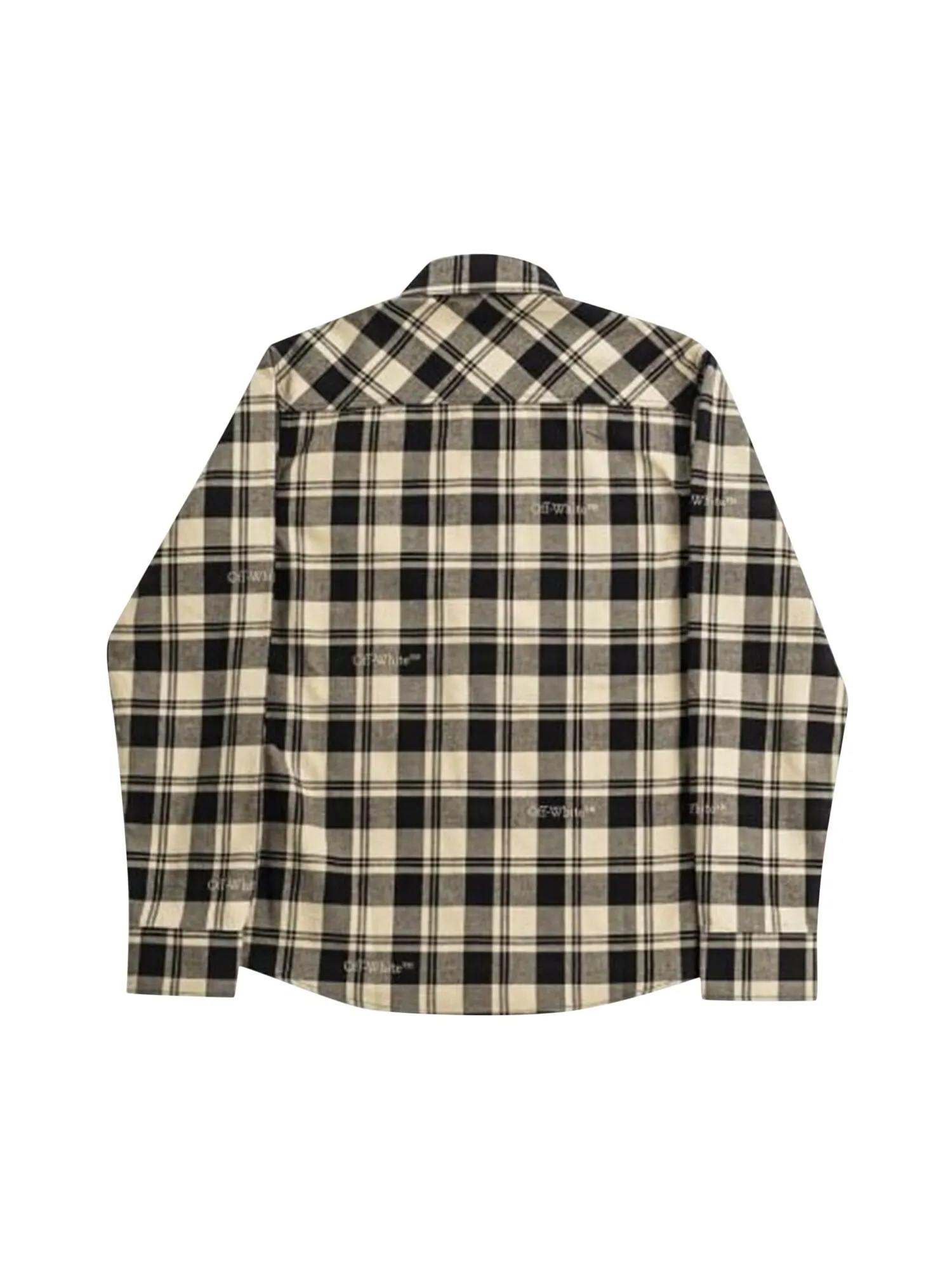Фланелевая рубашка в клетку Off-White — изображение 2 из 2, бежевый/черный
