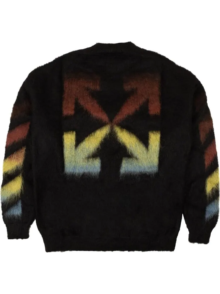 Свитер Off-White Diag Brushed Mohair Crewneck Sweater 'Black/Rainbow' — изображение 2 из 2, черный