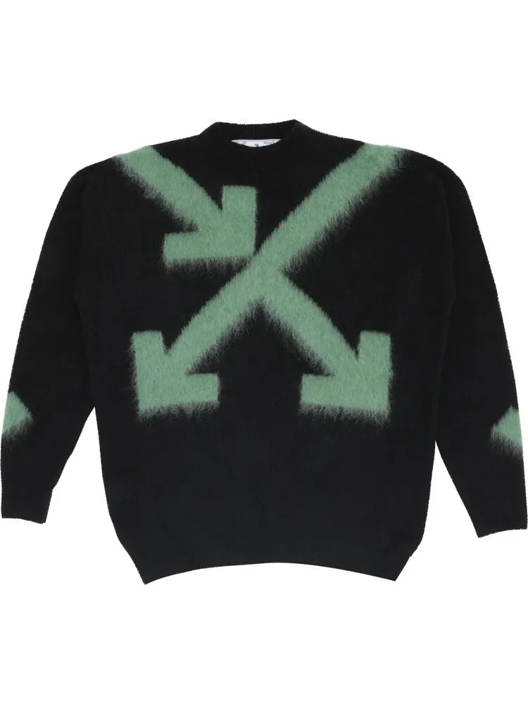 Толстовка Off-White Fuzzy Arrows Crewneck 'Black/Hedge Green' — изображение 1 из 3, зеленый