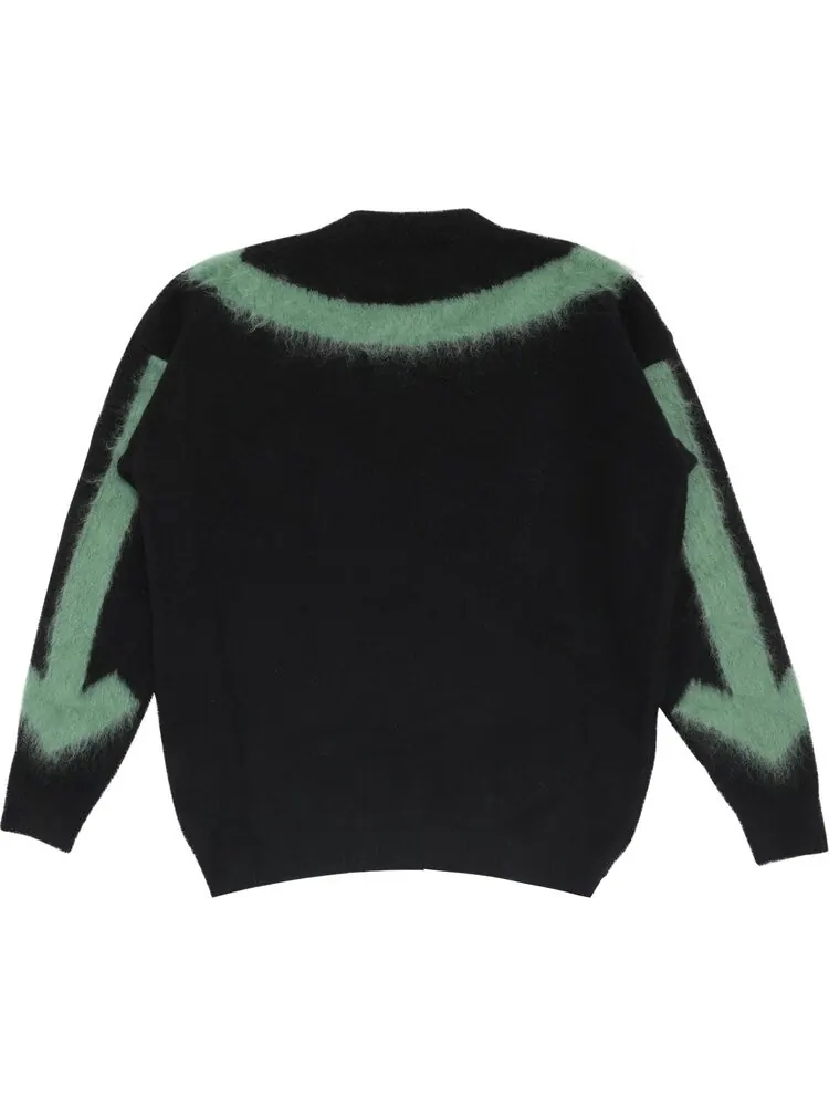 Толстовка Off-White Fuzzy Arrows Crewneck 'Black/Hedge Green' — изображение 2 из 3, зеленый
