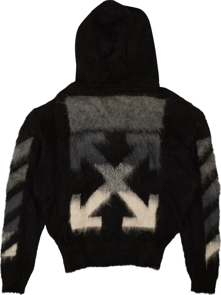 Худи Off-White Brushed Mohair Zip Hoodie 'Black' — изображение 2 из 2, черный