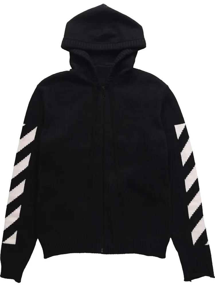 Худи Off-White Diag Arrow Knit Zip Hoodie 'Black/White' — изображение 1 из 2, черный