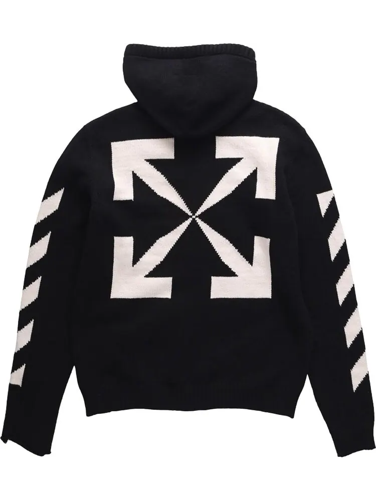 Худи Off-White Diag Arrow Knit Zip Hoodie 'Black/White' — изображение 2 из 2, черный