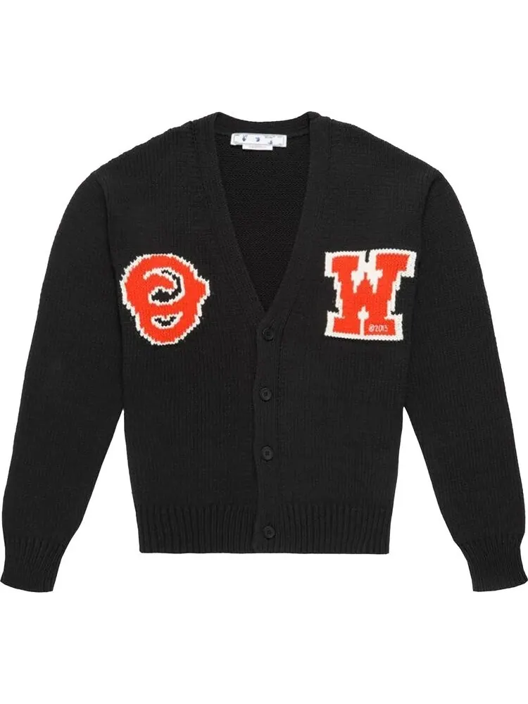 Кардиган Off-White Patch Knit Cardigan 'Black/Orange'