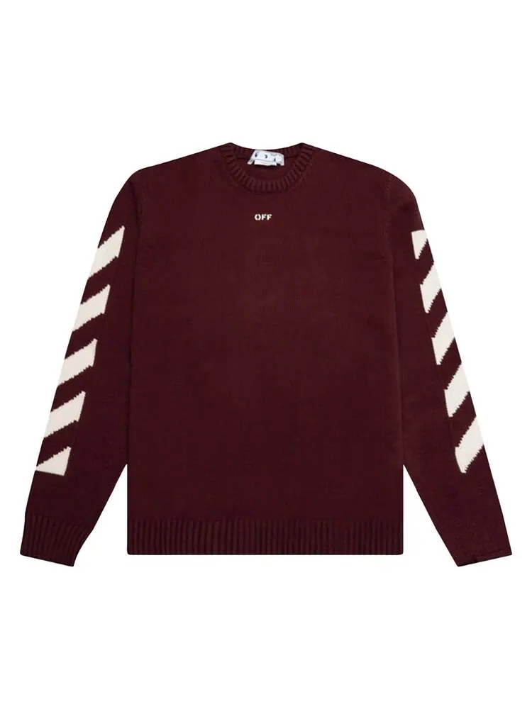 Толстовка Off-White Diag Arrow Knit Crewneck 'Barolo/White' — изображение 1 из 2, белый