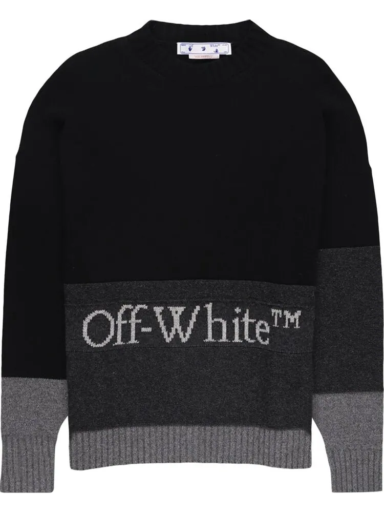 Толстовка Off-White Blocked Knit Crewneck 'Black' — изображение 1 из 2, черный