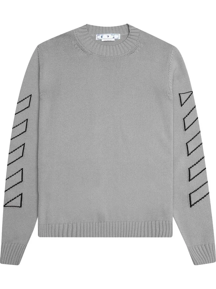 Толстовка Off-White Diag Outline Knit Crewneck 'Medium Grey/Black' — изображение 1 из 2, серый