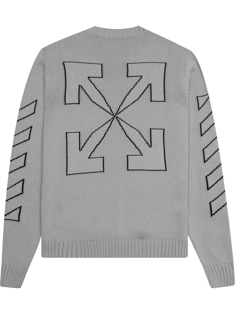 Толстовка Off-White Diag Outline Knit Crewneck 'Medium Grey/Black' — изображение 2 из 2, серый