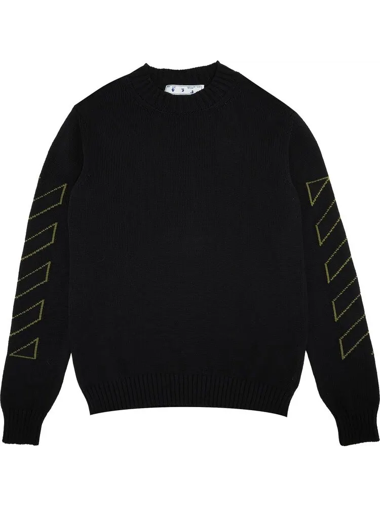 Толстовка Off-White Arrow Diag Outline Knit Crewneck 'Black/Green' — изображение 1 из 3, зеленый