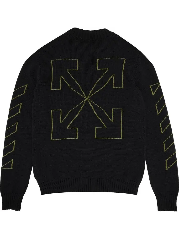 Толстовка Off-White Arrow Diag Outline Knit Crewneck 'Black/Green' — изображение 2 из 3, зеленый