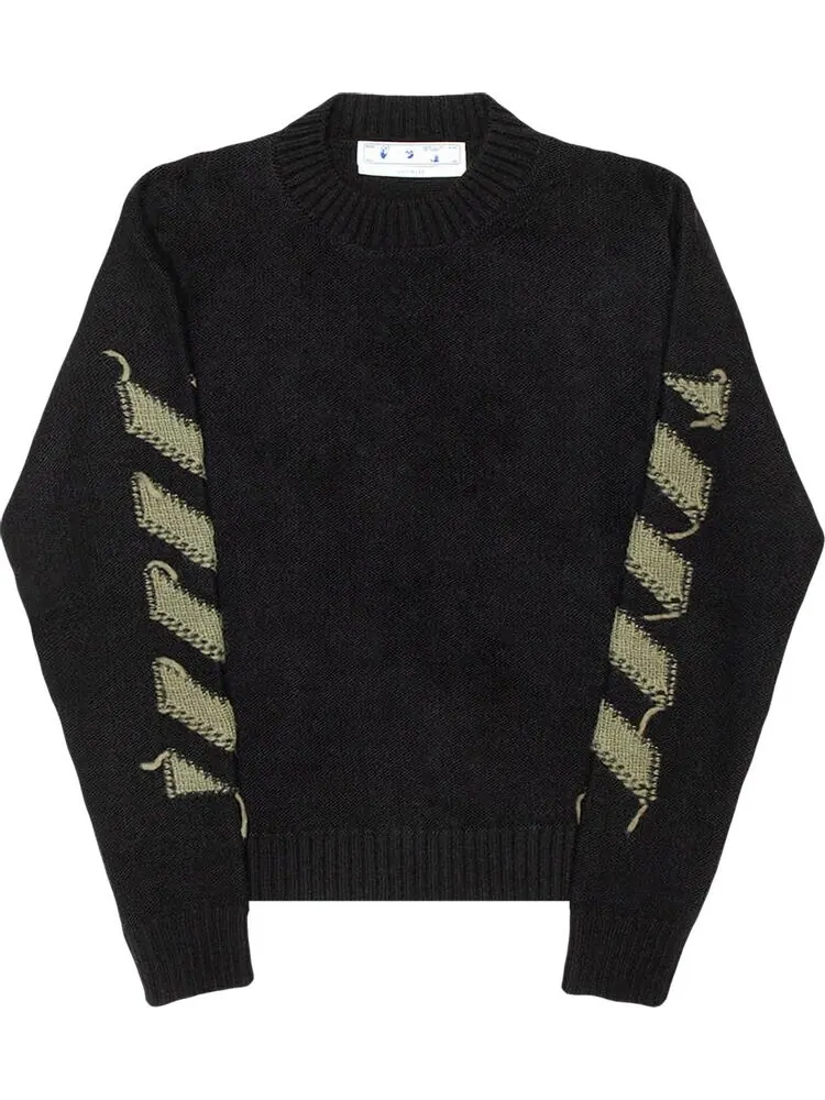 Толстовка Off-White Reverse Arrow Diag Knit Crewneck 'Black/Green' — изображение 1 из 2, черный