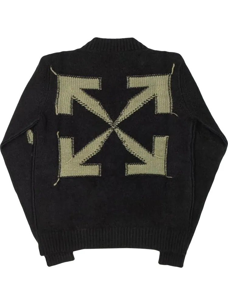 Толстовка Off-White Reverse Arrow Diag Knit Crewneck 'Black/Green' — изображение 2 из 2, черный