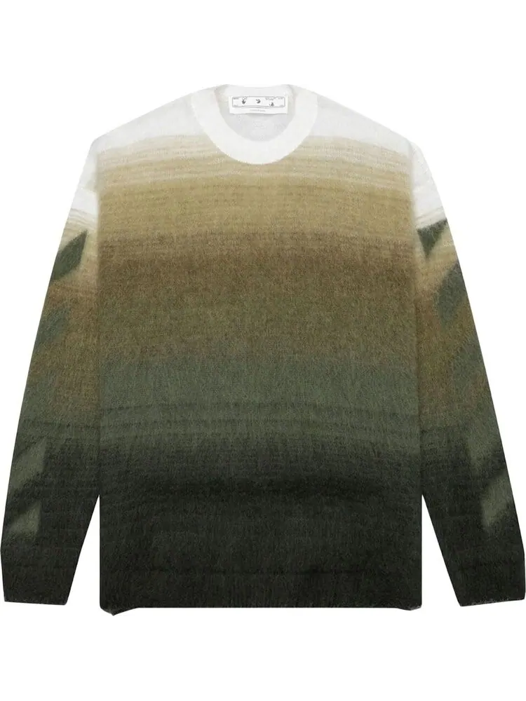 Толстовка Off-White Diag Brushed Knit Crewneck 'Green/Green' — изображение 1 из 2, зеленый