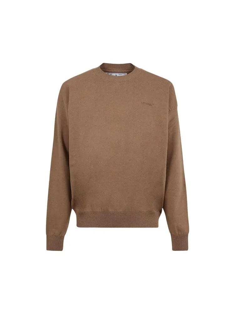 Толстовка Off-White Stretch Cotton Crewneck Camel — изображение 1 из 2, верблюжий