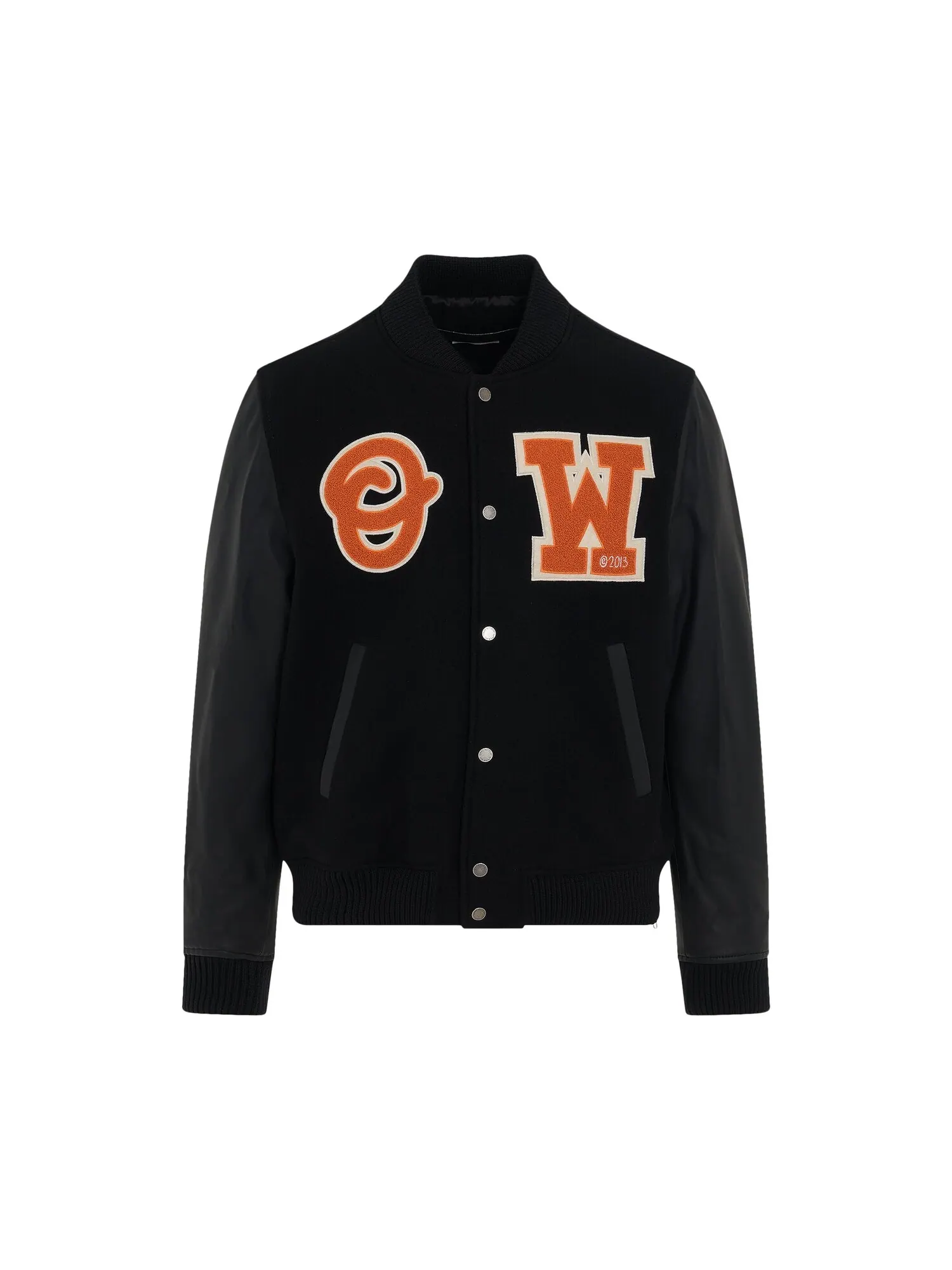 Университетская куртка Off-White с нашивками Черный/Оранжевый