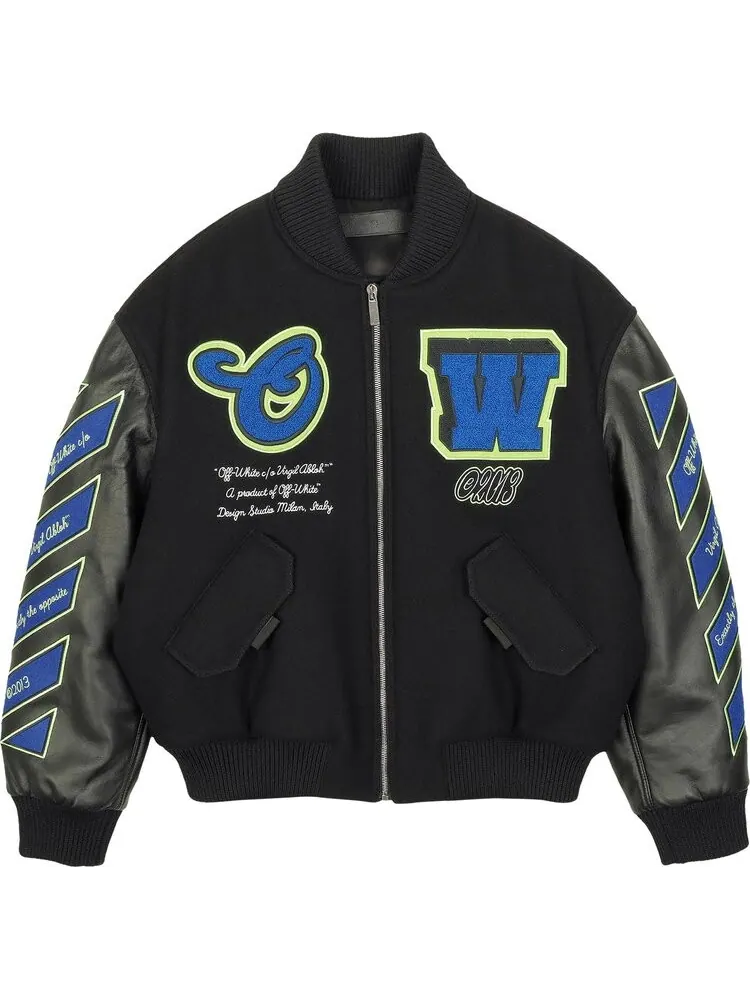 Бомбер Off-White Hammer Leather Over Bomber 'Black/Blue' — изображение 1 из 2, черный