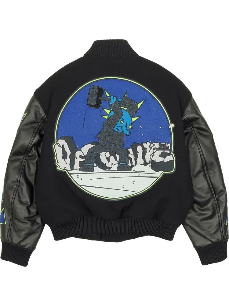Бомбер Off-White Hammer Leather Over Bomber 'Black/Blue' — изображение 2 из 2, черный