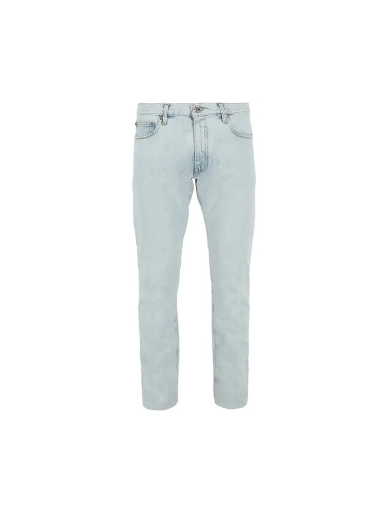 Джинсы Off-White Diag Tab Slim 'Bleach Blue' — изображение 2 из 4, синий