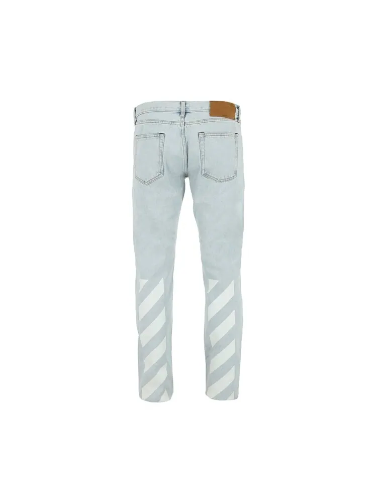 Джинсы Off-White Diag Tab Slim 'Bleach Blue' — изображение 3 из 4, синий