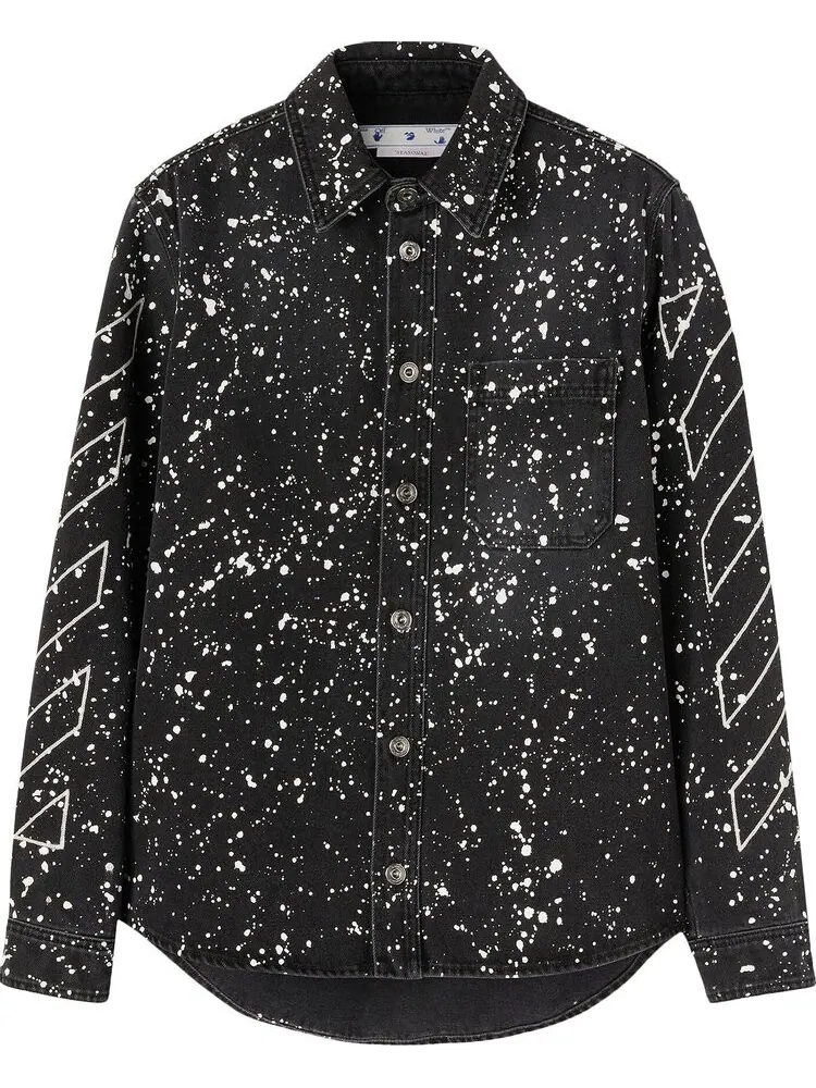 Рубашка Off-White Diag Paint Denim Shirt 'Black/White' — изображение 1 из 1, черный