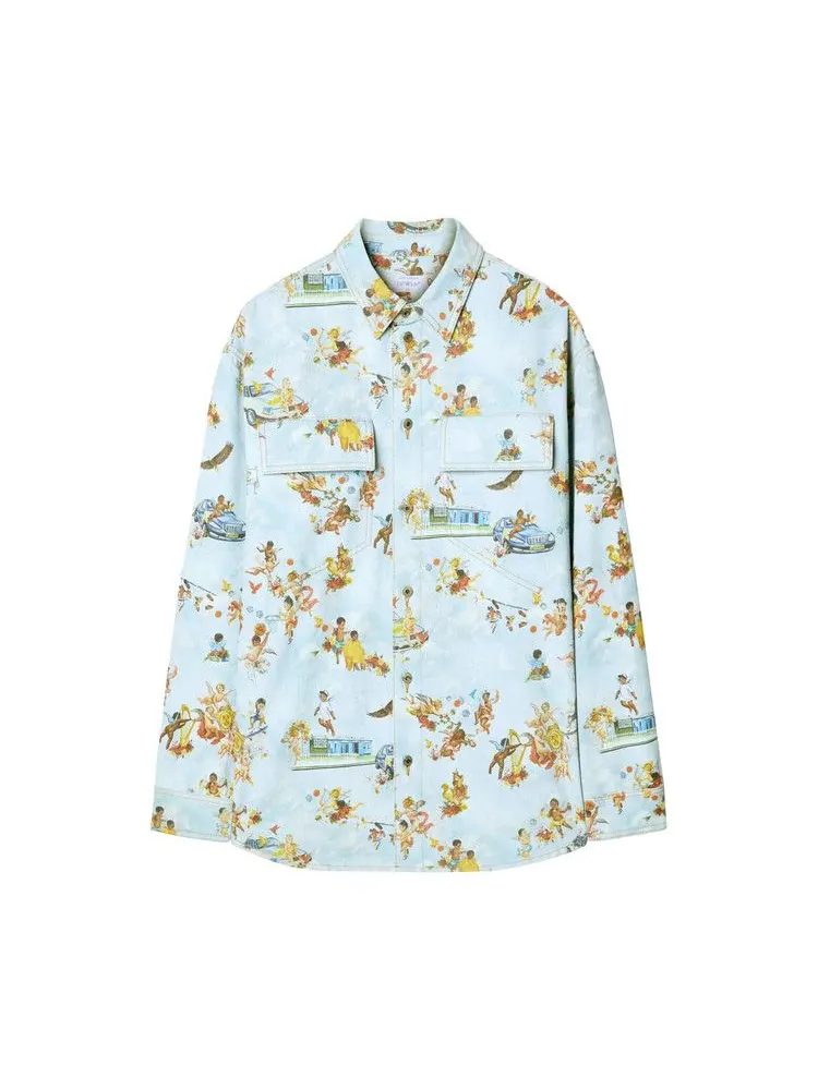 Рубашка Off-White Fresco-Print Denim Shirt — изображение 1 из 1, мульти