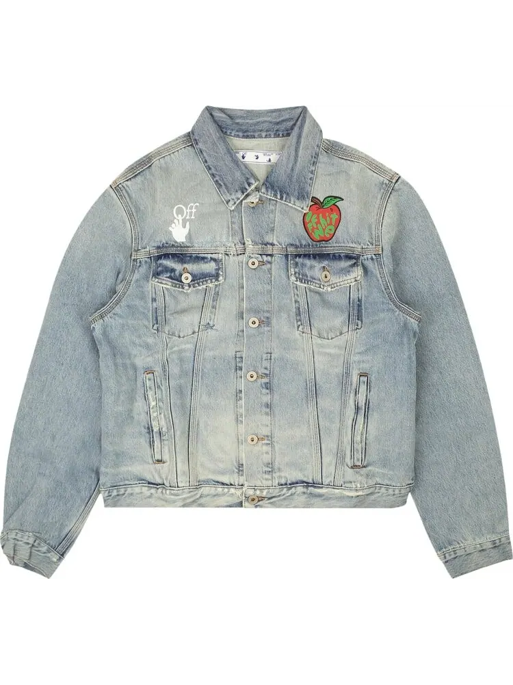 Куртка Off-White Apple Slim Denim Jacket 'Medium Blue/Red' — изображение 1 из 2, синий