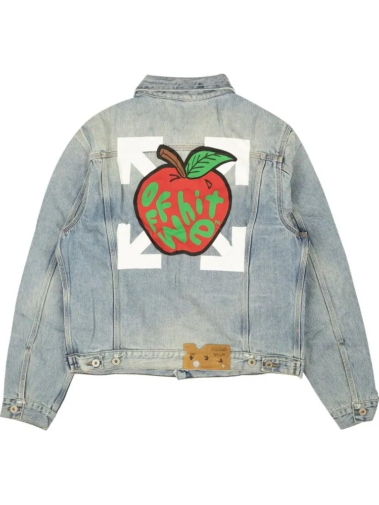 Куртка Off-White Apple Slim Denim Jacket 'Medium Blue/Red' — изображение 2 из 2, синий