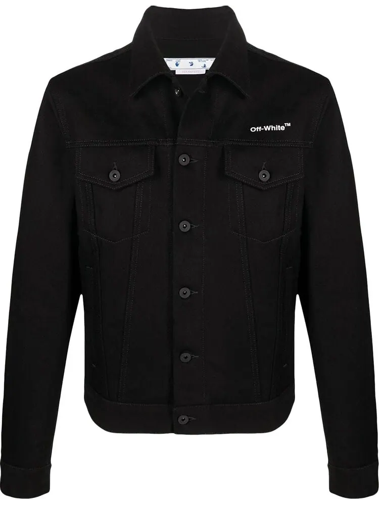 Куртка Off-White Diag Tab Slim Denim Jacket 'Black' — изображение 1 из 1, черный