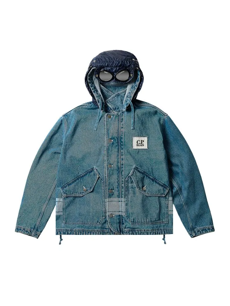 Куртка Palace x C.P. Company Denim 14 3/4oz Goggle Jacket 'Denim' — изображение 2 из 7, джинсовый синий