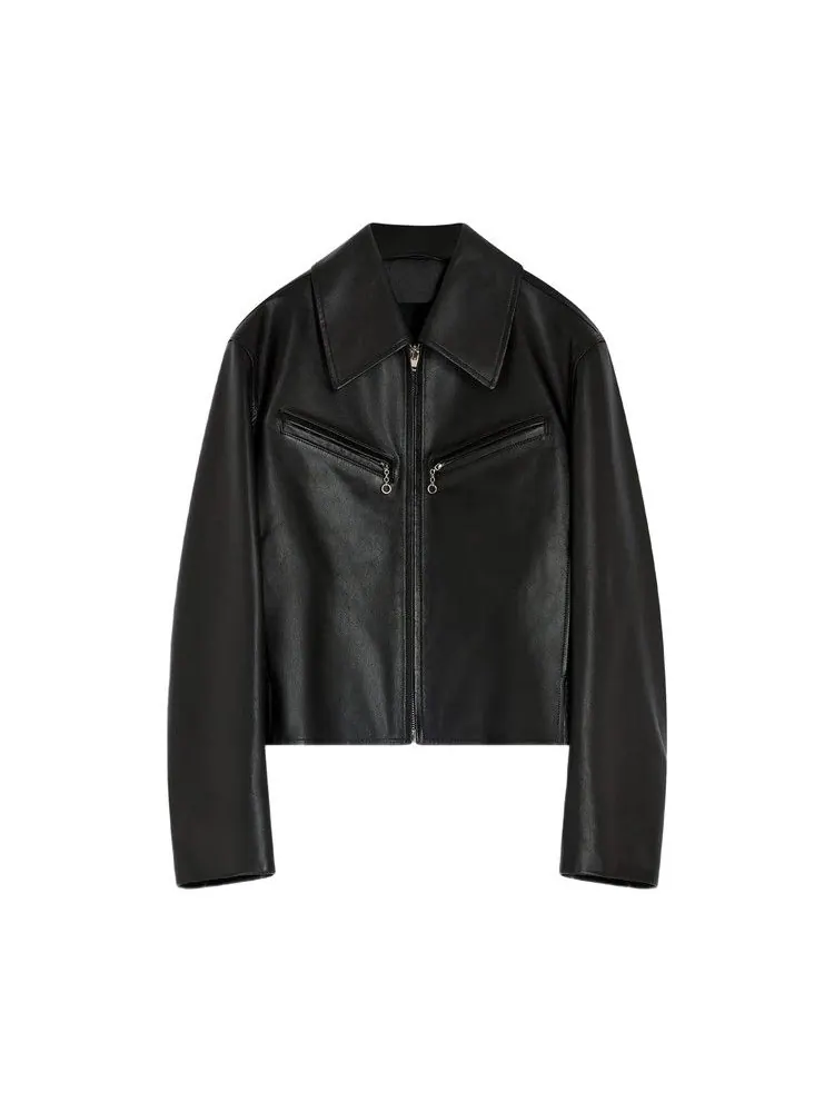 Блузон Lemaire Boxy Leather Blouson, Moka