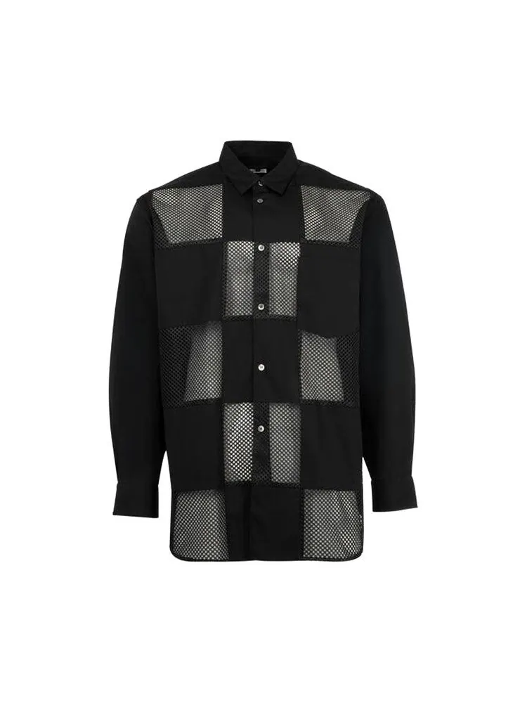 Рубашка Comme des Garçons Homme Plus Mesh Check Long-Sleeve Shirt — изображение 1 из 2, черный
