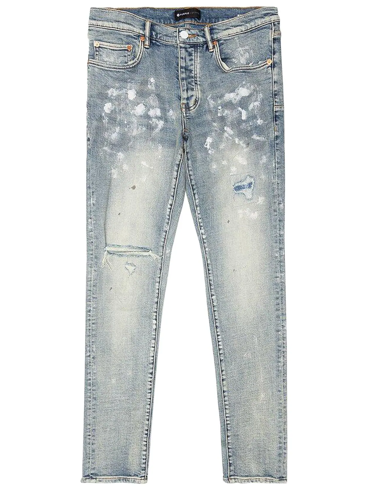 Джинсы PURPLE BRAND Paint Blowout Jeans 'Light Indigo' — изображение 1 из 2, светлый индиго