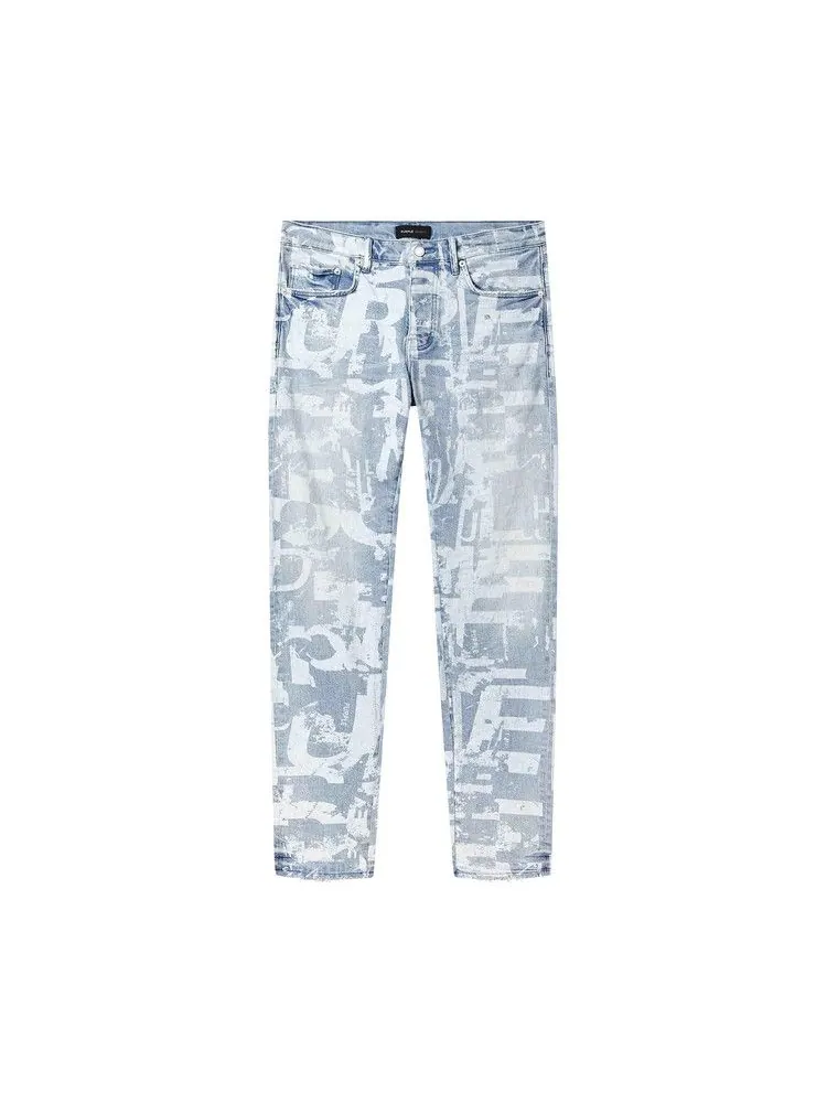 Джинсы PURPLE BRAND Skinny Grunge Print Jean — изображение 1 из 1, светлый индиго