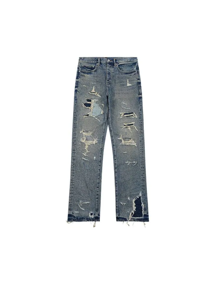 Брюки PURPLE BRAND Dirty Repair Blowout Denim — изображение 1 из 2, синий