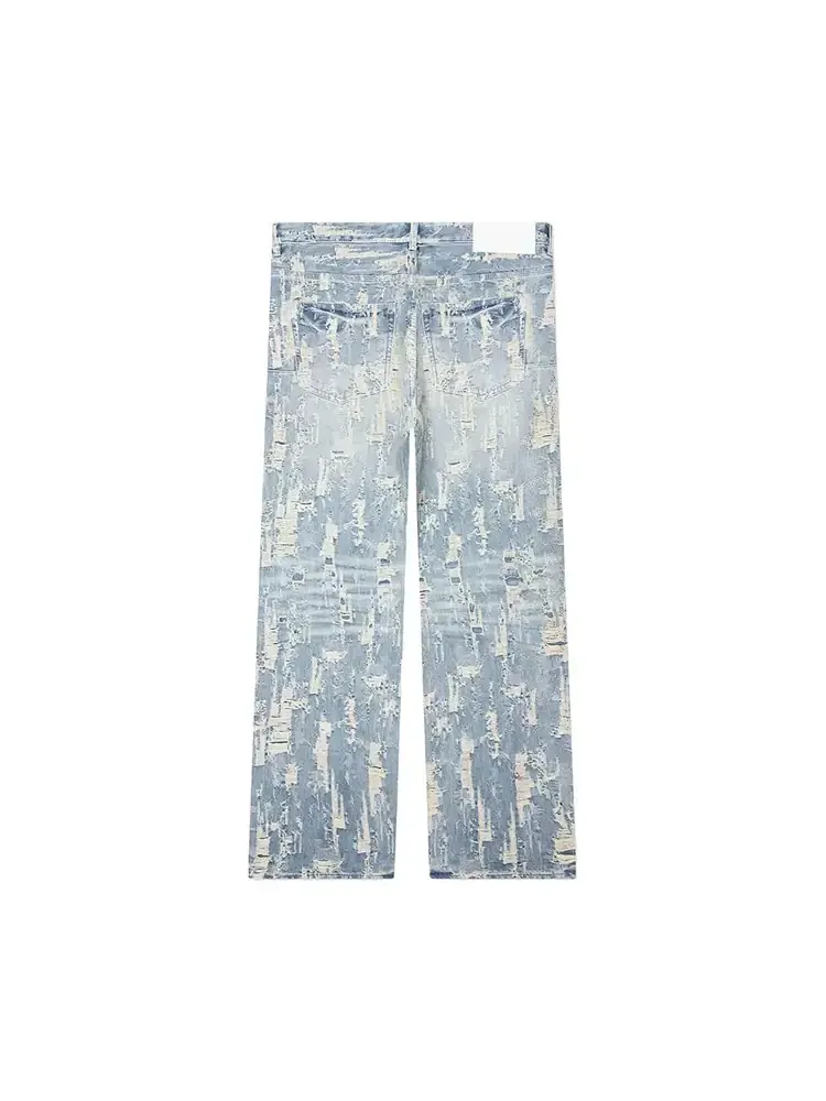 PURPLE BRAND Bead Splatter Destroy 'Light Indigo' — изображение 2 из 3, синий