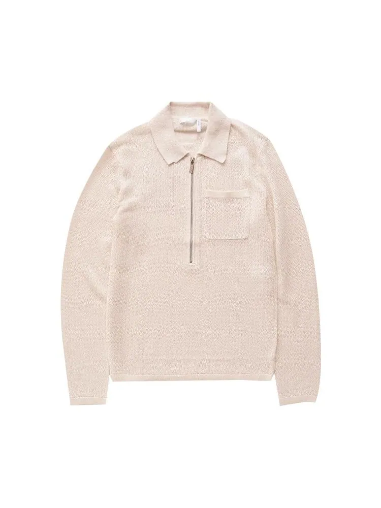 Свитер Helmut Lang Long-Sleeve Zip Polo Sweater — белый